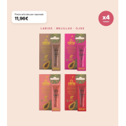 Dr. PAWPAW - Pack 4 Bálsamos Labiales Multifunción con Color Ultimate Red, Rich Mocha, Hot Pink y Peach Pink para Labios, Mejillas y Ojos