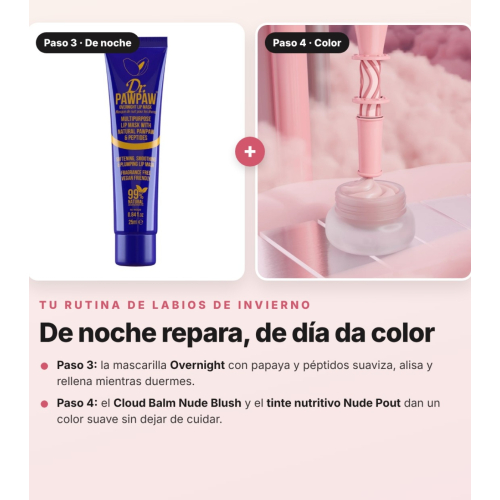 Dr. PAWPAW - Pack Kit Invierno Labios 5 Productos | Dúo Exfoliante Scrub & Nourish, Bálsamo Original Clear, Mascarilla Overnight, Cloud Balm y Tinte Labial Nutritivo