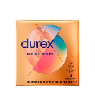 Durex - Preservativos sensación piel con piel Real Feel - 3 unidades