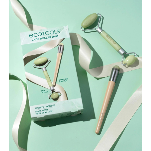 Ecotools - *Holidays* - Set rodillo facial y rodillo para contorno de ojos Jade Roller Duo