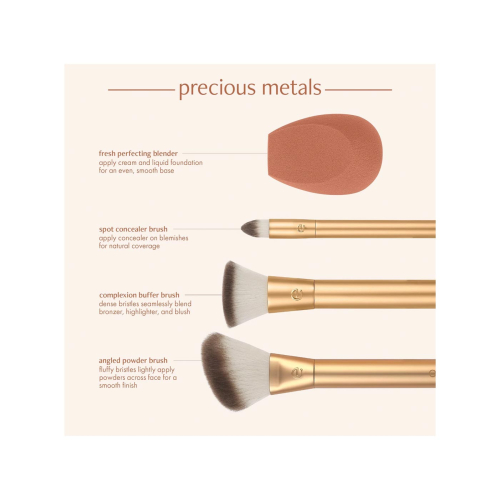 Ecotools - *Precious Metals* - Set de 3 brochas + Esponja