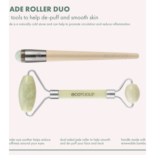 Ecotools - Set rodillo facial y rodillo para contorno de ojos Jade