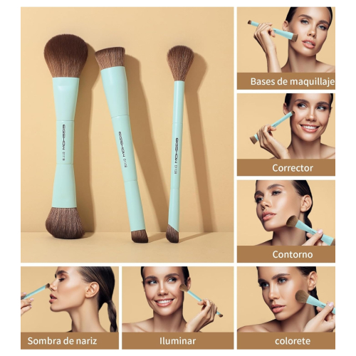Eigshow - *Duo Series* - Set de 3 brochas dobles de maquillaje - Blue