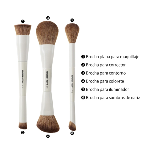 Eigshow - *Duo Series* - Set de 3 brochas dobles de maquillaje - White