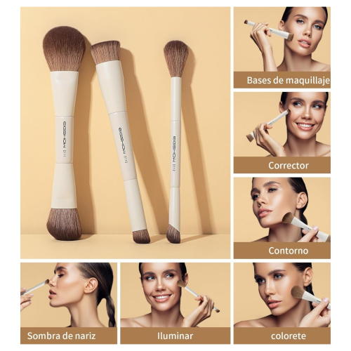 Eigshow - *Duo Series* - Set de 3 brochas dobles de maquillaje - White