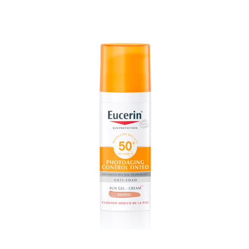 Eucerin - Protector solar fluido antiedad con color SPF50+ Photoaging Control - Medio