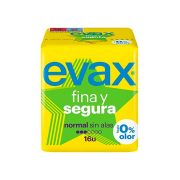 Evax - Compresas normal sin alas Fina y Segura - 16 unidades