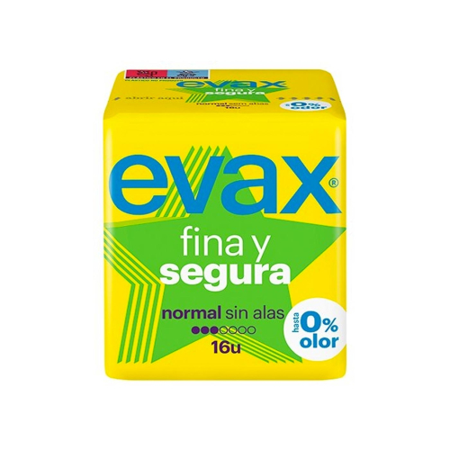 Evax - Compresas normal sin alas Fina y Segura - 16 unidades