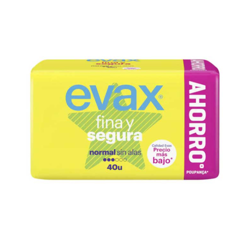 Evax - Compresas normal sin alas Fina y Segura - 40 unidades