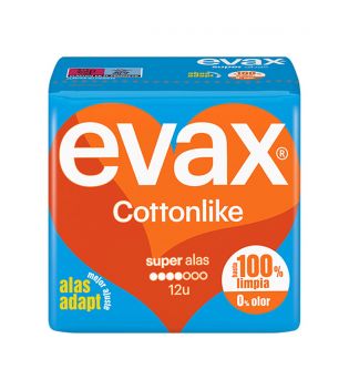 Evax - Compresas super alas Cottonlike - 12 unidades