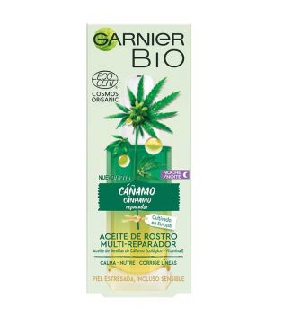 Garnier BIO - Aceite facial de noche multi-reparador con aceite de cáñamo