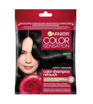 Garnier - Coloración semi-permanente sin amoniaco Color Shampoo Retouch Color Sensation - 1.0: Negro