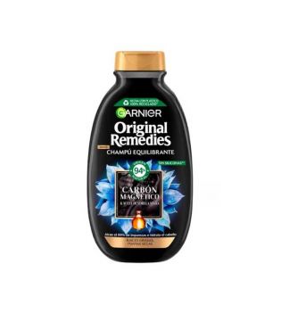 Garnier - Champú Equilibrante Carbón Magnético y Aceite de Semilla negra Original Remedies 250 ml - Raíces grasas, puntas secas