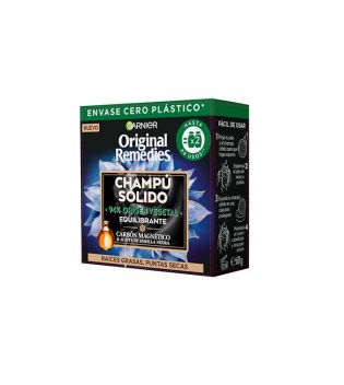 Garnier - Champú sólido equilibrante de carbón magnético Original Remedies - Raíces grasas, puntas secas