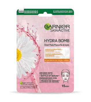 Garnier -  Mascarilla Tissue Mask Hydra Bomb - Pieles Secas y Sensibles