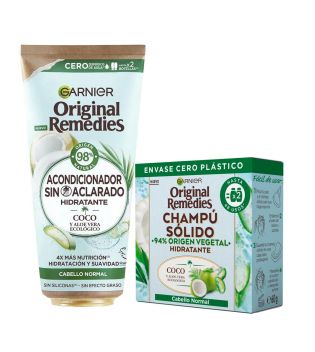 Garnier - Pack acondicionador sin aclarado + Champú sólido Coco Original Remedies - Cabello normal