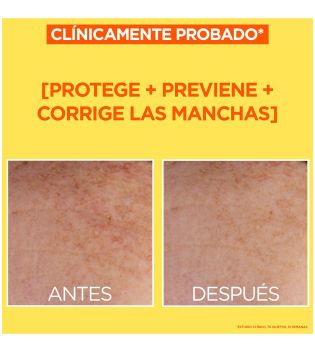 Garnier - *Skin Active* - Fluido anti-manchas y anti-UV diario con Vitamina C SPF50+ - Invisible