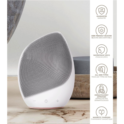 GESKE - Cepillo limpiador y masajeador facial Sonic 5 en 1 - White Rose Gold