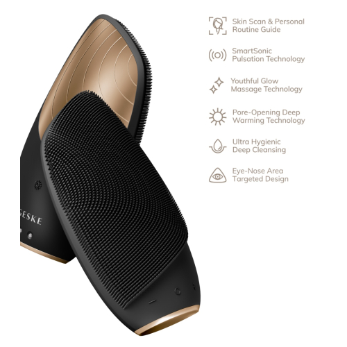 GESKE - Cepillo limpiador y masajeador facial Sonic Thermo 6 en 1 - Black Gold