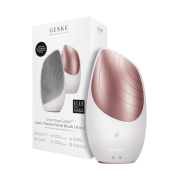 GESKE - Cepillo limpiador y masajeador facial Sonic Thermo 6 en 1 - White Rose Gold