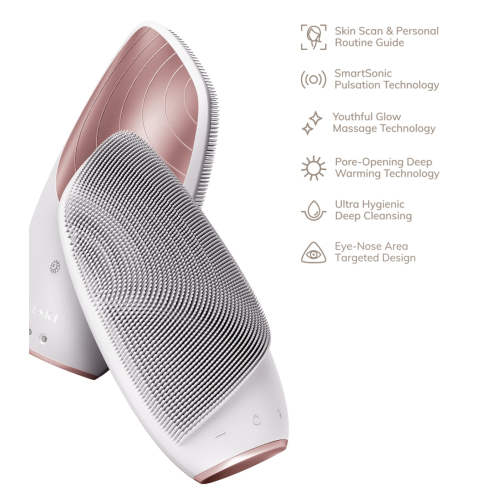 GESKE - Cepillo limpiador y masajeador facial Sonic Thermo 6 en 1 - White Rose Gold