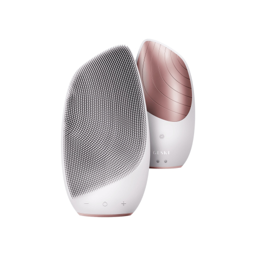 GESKE - Cepillo limpiador y masajeador facial Sonic Thermo 6 en 1 - White Rose Gold