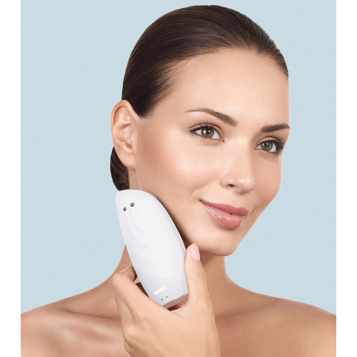 GESKE - Cepillo limpiador y masajeador facial Sonic Thermo Face-Lifter 8 en 1 - White Rose Gold