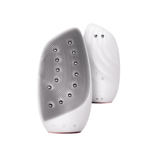 GESKE - Cepillo limpiador y masajeador facial Sonic Thermo Face-Lifter 8 en 1 - White Rose Gold