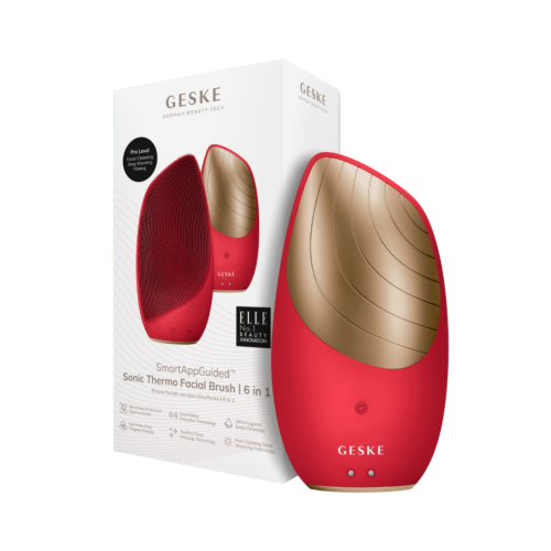 GESKE - *I love myself* - Cepillo limpiador y masajeador facial Sonic Thermo 6 en 1 - Red