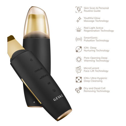 GESKE - Limpiador MicroCurrent Skin Scrubber & Blackhead Remover 9 en 1 - Black Gold