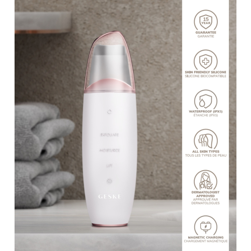 GESKE - Limpiador MicroCurrent Skin Scrubber & Blackhead Remover 9 en 1 - White Rose Gold