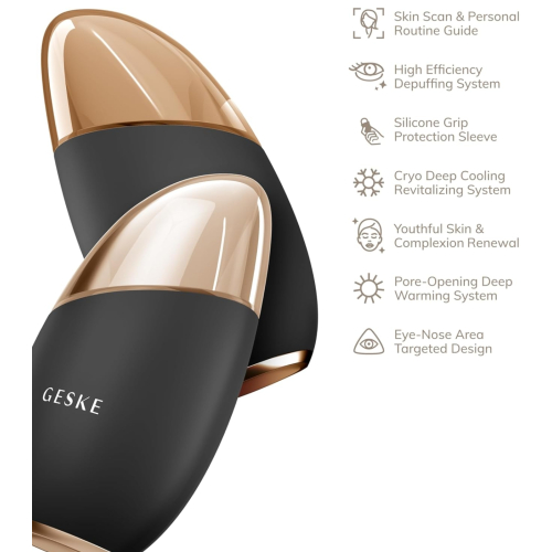 GESKE - Masajeador de ojos y rostro Cool & Warm 7 en 1 - Black Gold