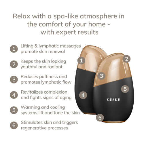 GESKE - Masajeador de ojos y rostro Cool & Warm 7 en 1 - Black Gold