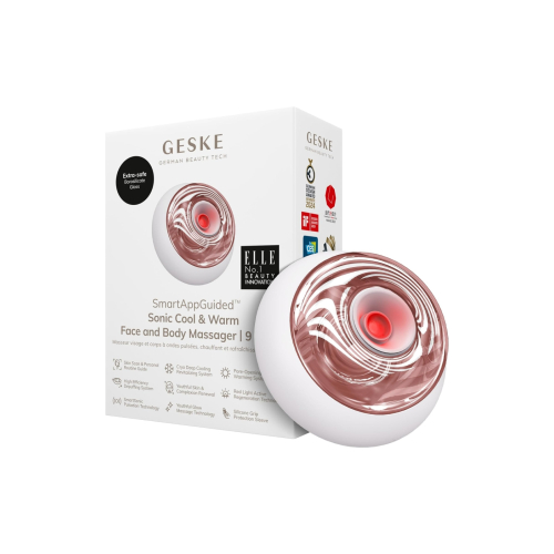 GESKE - Masajeador facial y corporal Sonic Warm & Cool 9 en 1 - White Rose Gold
