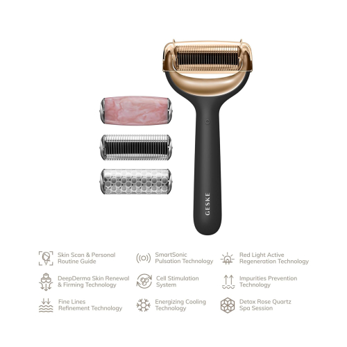 GESKE - Rodillo facial y corporal con microagujas 9 en 1 - Black Gold