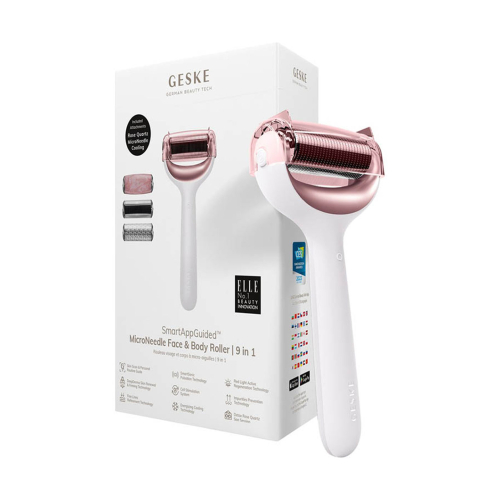 GESKE - Rodillo facial y corporal con microagujas 9 en 1 - White Rose Gold