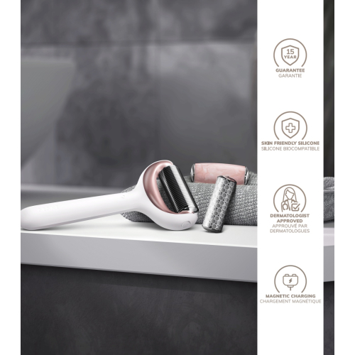 GESKE - Rodillo facial y corporal con microagujas 9 en 1 - White Rose Gold