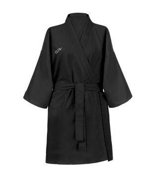 GLOV - Bata de toalla ultra absorbente Kimono Style - Negro