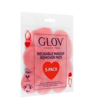 GLOV - Pack 5 discos desmaquillantes reutilizables Heart Pads