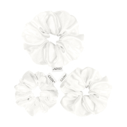 GLOV - Pack de 3 coleteros Satin Scrunchies tallas S/M/L - Blanco