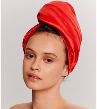 GLOV - Toalla turbante de saten y tela - Rojo