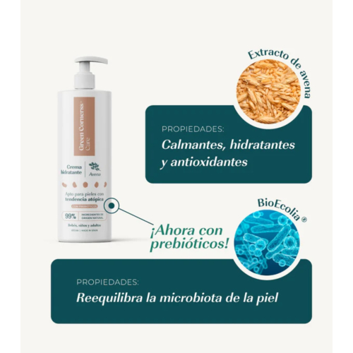 Green Cornerss - Crema corporal hidratante de avena - Pieles atópicas