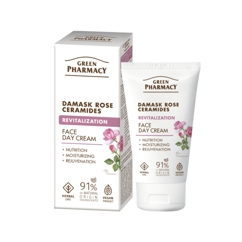 Green Pharmacy - Crema facial revitalizante de día - Rosa damascena + Ceramidas