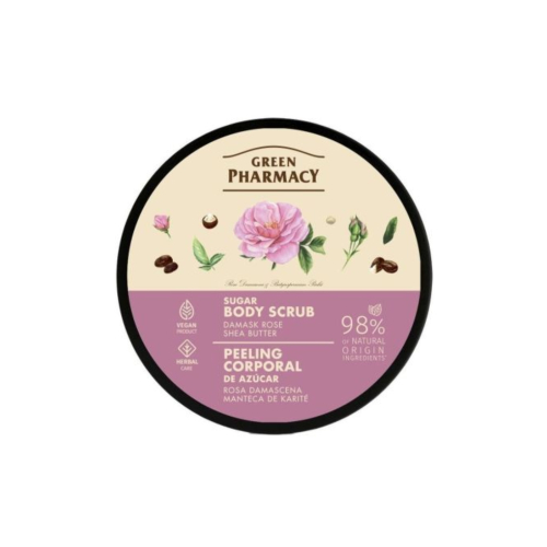 Green Pharmacy - Exfoliante corporal con azúcar - Rosa Damascena + Manteca de Karité