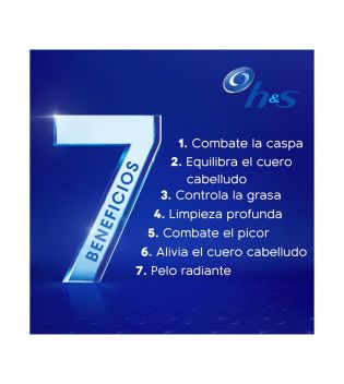 H&S - Champú anticaspa 7 en 1 Beneficios 500ml - Multi acción