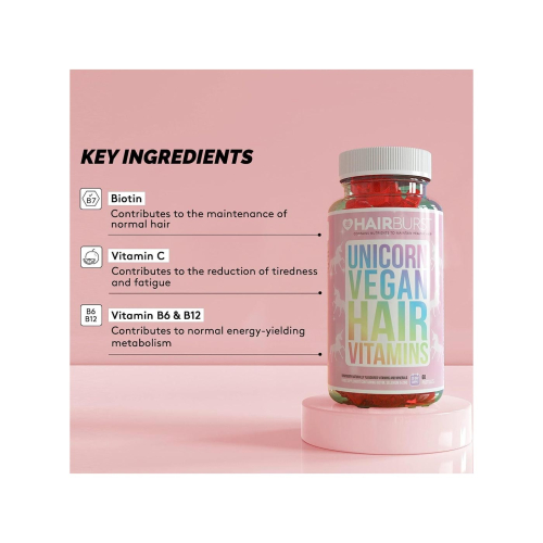 Hairburst - Vitaminas veganas masticables para cabello Unicorn