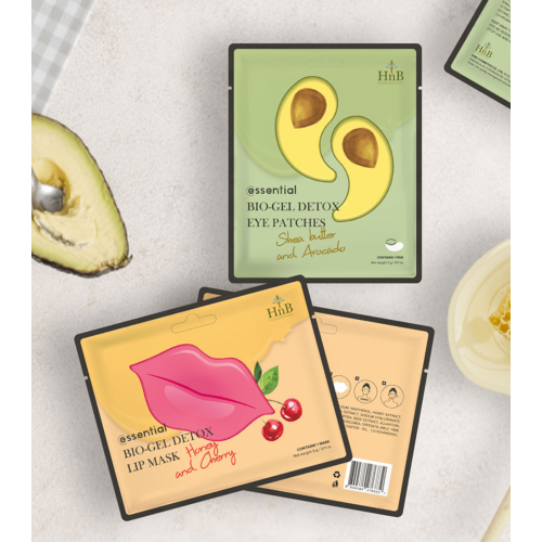 HNB - Parches de Bio-Gel detox para contorno de ojos - Aguacate y manteca de karité