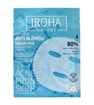 Iroha Nature - Mascarilla facial anti-imperfecciones con ácido salicílico, niacinamida, CICA y probióticos
