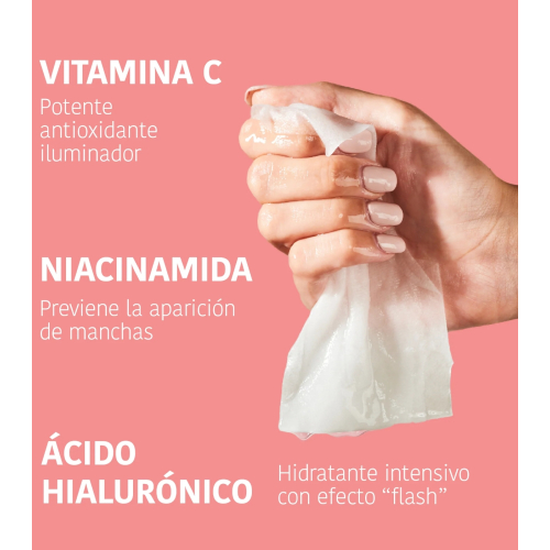Iroha Nature - Mascarilla Facial iluminadora e hidratante - Vitamina C + Ácido Hialurónico