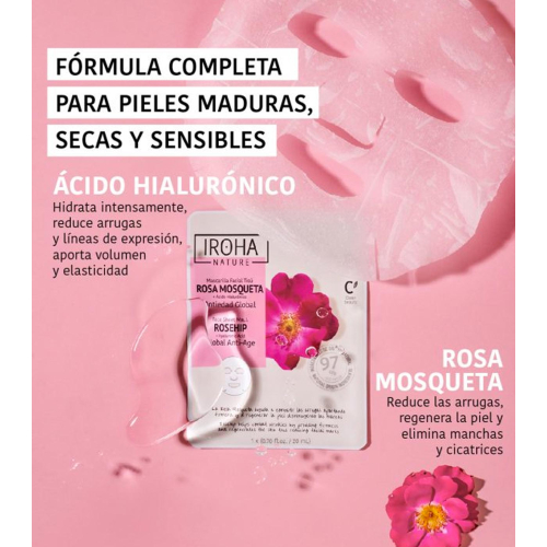 Iroha Nature - Mascarilla facial Tisú Antiedad Global - Rosa Mosqueta